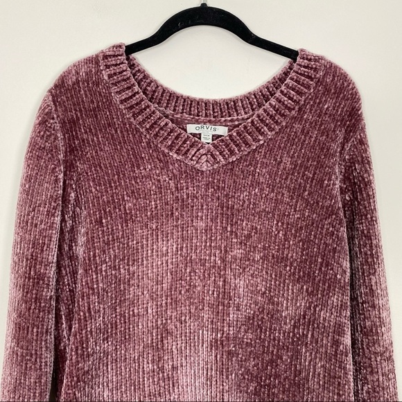 ORVIS Chenille Cozy Pullover V-neck Sweater Oversized Small Soft Fall Winter - Picture 3 of 8